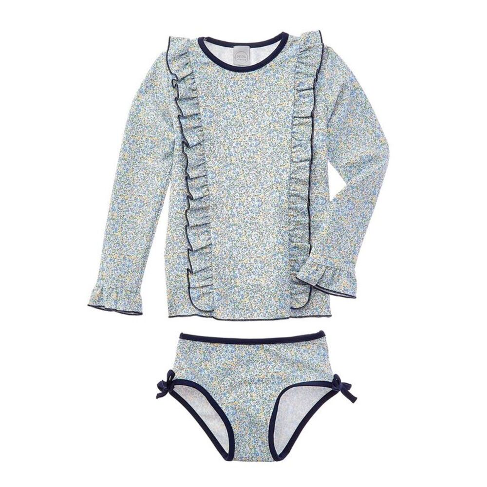 Pepa London Girls  Matilda Floral Print Ruffle Trim One-Piece